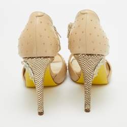 Versace Beige Leather Open Toe Sandals Size 41   