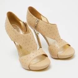 Versace Beige Leather Open Toe Sandals Size 41   