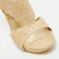 Versace Beige Leather Open Toe Sandals Size 41   