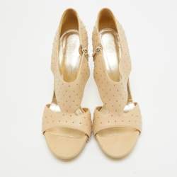 Versace Beige Leather Open Toe Sandals Size 41   