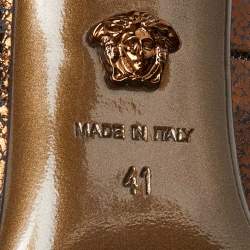 Pre Owned Versace Bronze Leather Medusa Pointed Toe Pumps Size 41