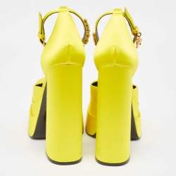 Versace Yellow Satin Aevitas Crystal Embellished Pumps Size 39 