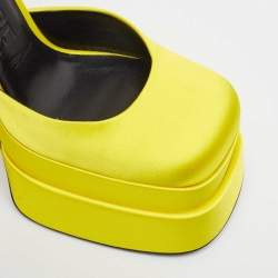 Versace Yellow Satin Aevitas Crystal Embellished Pumps Size 39 