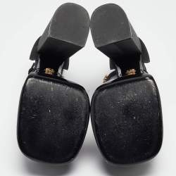 Pre Owned Versace Black Satin Crystal Embellished Ankle Strap Pumps Size 38.5  