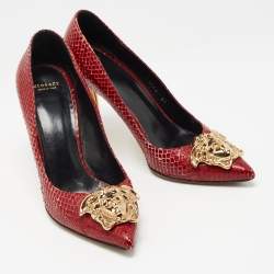 Versace Dark Red Python Medusa Pumps Size 38