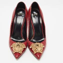 Versace Dark Red Python Medusa Pumps Size 38