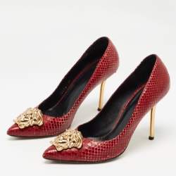 Versace Dark Red Python Medusa Pumps Size 38