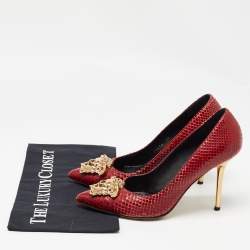 Versace Dark Red Python Medusa Pumps Size 38