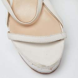 Versace White Leather Wedge Sandals Size 36