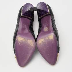 Pre Owned Versace Black/Purple Python and Suede Pumps Size 38
