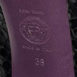 Pre Owned Versace Black/Purple Python and Suede Pumps Size 38