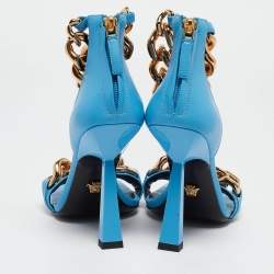 Versace Blue Leather Ankle Strap Sandals Size 35