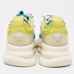 Versace Multicolor Suede and PVC Chain Reaction  Lace Up Sneakers Size 39.5