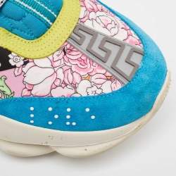 Versace Multicolor Suede and PVC Chain Reaction  Lace Up Sneakers Size 39.5
