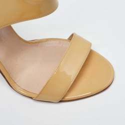 Versace Beige Patent Leather Open Toe Slingback Sandals Size 39