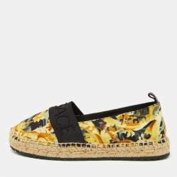 Versace Multicolor Baroccoo Print Canvas Slip On Espadrille Flats Size 34
