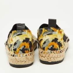Versace Multicolor Baroccoo Print Canvas Slip On Espadrille Flats Size 34