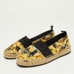Versace Multicolor Baroccoo Print Canvas Slip On Espadrille Flats Size 34