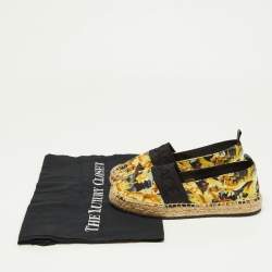 Versace Multicolor Baroccoo Print Canvas Slip On Espadrille Flats Size 34