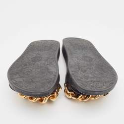 Versace Black Leather Medusa Chain Pool Slides Size 37