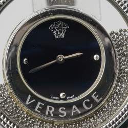 Versace Black Stainless Steel Embossed Leather Destiny Spirit 86Q Women's Wristwatch 39 mm