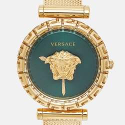 Versace Green Gold Plated Stainless Steel Palazzo Empire Greca VEDV00819 Women's Wristwatch 37 mm