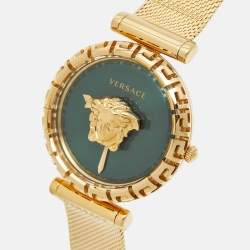 Versace Green Gold Plated Stainless Steel Palazzo Empire Greca VEDV00819 Women's Wristwatch 37 mm