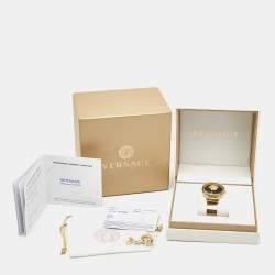 Versace Green Gold Plated Stainless Steel Palazzo Empire Greca VEDV00819 Women's Wristwatch 37 mm