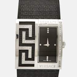 Versace Black Diamonds Stainless Steel Leather  V-Greca 64Q91F Women's Wristwatch 36 mm