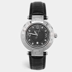 Versace Black Stainless Steel Embossed Leather Reve 68Q Women's Wristwatch 35 mm