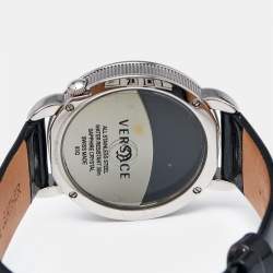 Versace Black Stainless Steel Patent Leather Krios 93Q Women's Wristwatch 38 mm