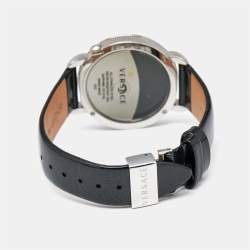 Versace Black Stainless Steel Patent Leather Krios 93Q Women's Wristwatch 38 mm
