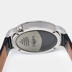 Versace Black Stainless Steel Patent Leather Krios 93Q Women's Wristwatch 38 mm