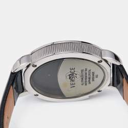 Versace Black Stainless Steel Patent Leather Krios 93Q Women's Wristwatch 38 mm