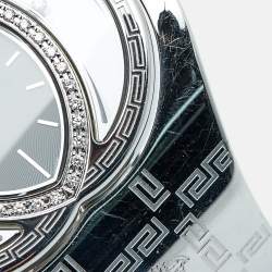 Versace Black Stainless Steel Diamonds Eclissi 83Q Women's Wristwatch 39 mm