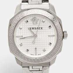 Pre Owned Versace Silver Dial Stainless Steel Dylos VQD040015 Men's Wristwatch 35 mm