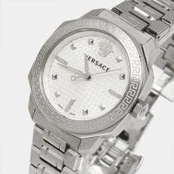 Pre Owned Versace Silver Dial Stainless Steel Dylos VQD040015 Men's Wristwatch 35 mm