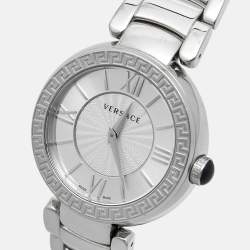 Pre Owned Versace Silver Dial Stainless Steel Leda VNC030014 Women's Wristwatch 38 mm