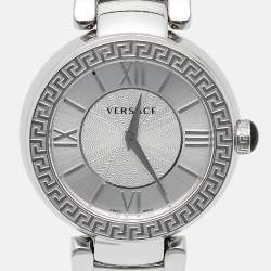 Pre Owned Versace Silver Dial Stainless Steel Leda VNC030014 Women's Wristwatch 38 mm