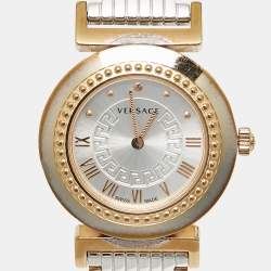 Pre Owned Versace Silver Two Tone Stainless Steel Vanity P5Q Women's Wristwatch 35 mm