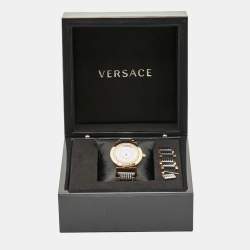 Pre Owned Versace Silver Two Tone Stainless Steel Vanity P5Q Women's Wristwatch 35 mm