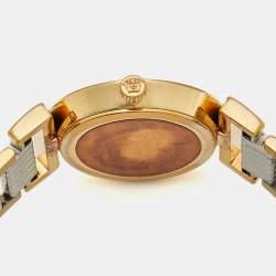 Pre Owned Versace Silver Two Tone Stainless Steel Vanity P5Q Women's Wristwatch 35 mm