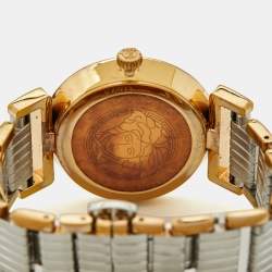 Pre Owned Versace Silver Two Tone Stainless Steel Vanity P5Q Women's Wristwatch 35 mm