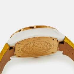 Pre Owned Versace DV One 28C Blue Dial Ceramic Rose Gold Plated Stainless Steel Leather Unisex Wristwatch 42 mm