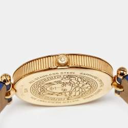 Pre Owned Versace Vanitas VK7040013 Blue Dial Rose Gold PVD Coated Stainless Steel Leather Women's Wristwatch 40 mm