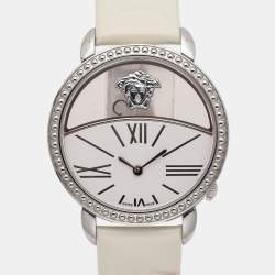 Pre Owned ساعة يد نسائية فيرساتشي كريوس ستانلس ستيل بيضاء 38 مم