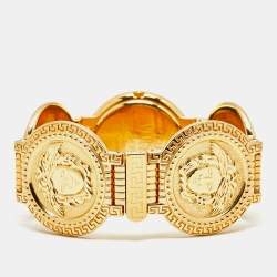 Pre Owned ساعة يد نسائية جياني فيرساتشي ميدوسا كوين 7008011 مينا شامبان مطلي ذهب معدن 35 مم