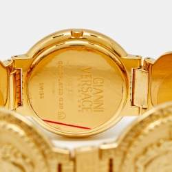 Pre Owned ساعة يد نسائية جياني فيرساتشي ميدوسا كوين 7008011 مينا شامبان مطلي ذهب معدن 35 مم