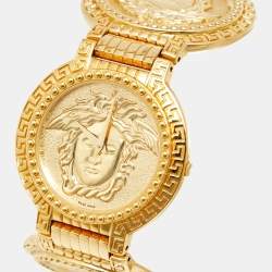 Pre Owned ساعة يد نسائية جياني فيرساتشي ميدوسا كوين 7008011 مينا شامبان مطلي ذهب معدن 35 مم