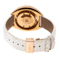 Pre Owned Versace White Mother of Pearl Gold Tone Diamond 67Q Women's Wristwatch 39 mm